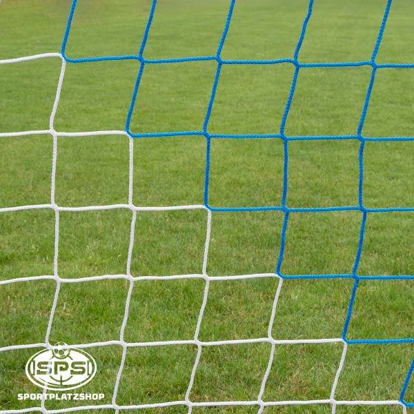 Tornetz 7,5 x 2,5 m Blau-Weiß – Fußballnetz für Großfeldtor 7,32 x 2,44 m