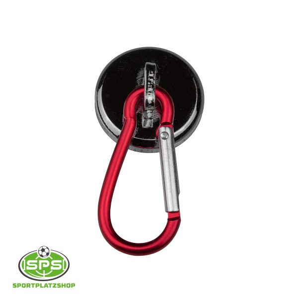 Magnet mit Karabinerhaken, starke Haltekraft, rot