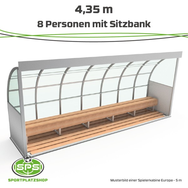 Spielerkabine Europa 8 Personen – robuste Teamkabine mit Polycarbonat Dach
