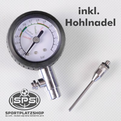 Ballprüfmanometer mit Ablaßbohrung, Fußballzubehör