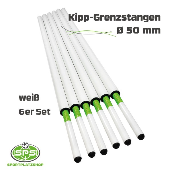 Kipp-Grenzstangen 6er Set, d 50mm, 174 cm, weiß, Grenzstangen, Eckfahnenstange
