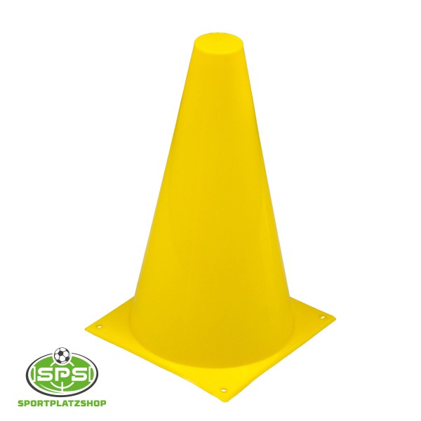 Markierkegel 23 cm Gelb mit 4 Bohrungen – Trainingskegel für Sport und Training