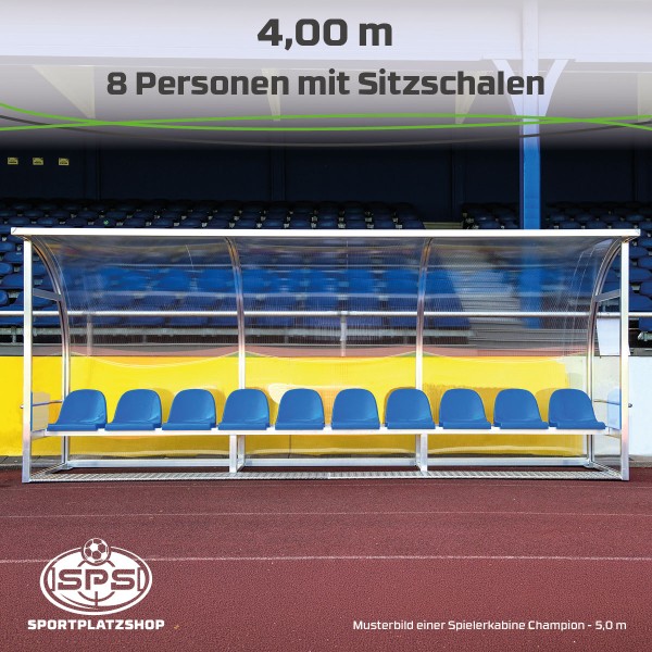 Spielerkabine Helo Champion Aluminium – robuste Teamkabine für den Außenbereich