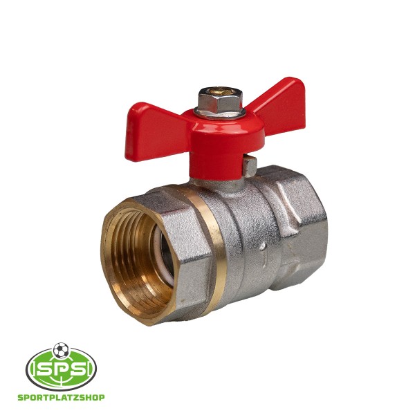 Kugelhahn mit Fluegelgriff rot 1 Zoll Durchfluss