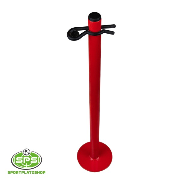 roter Trageständer aus Metall mit KU-Klammer