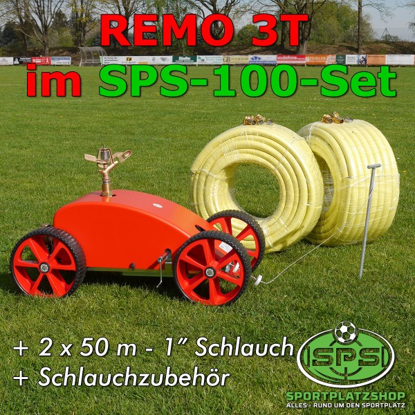 Remo 3T - Großflaechen-Regner mit 100m Schlauch fuer den Sportplatz